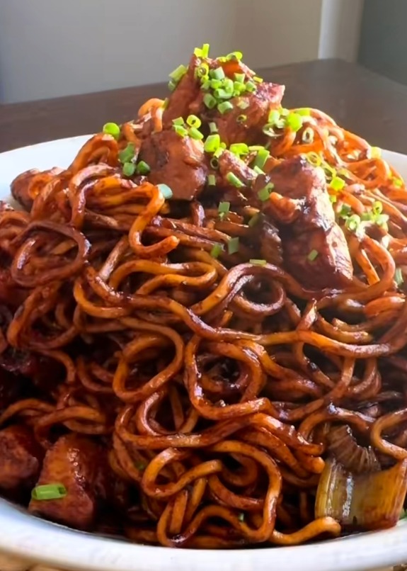 FIDEOS CHINOS CON POLLO AGRIDULCE 🍜🍗🍯